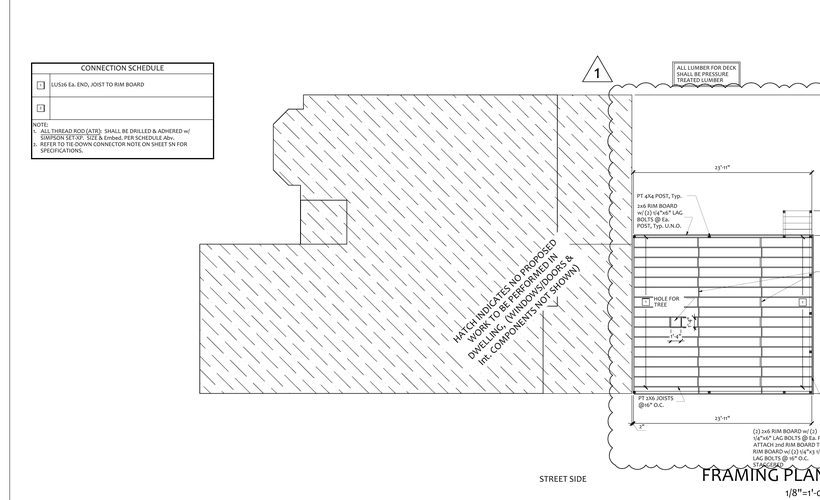 Deck framing plan drawing sheet