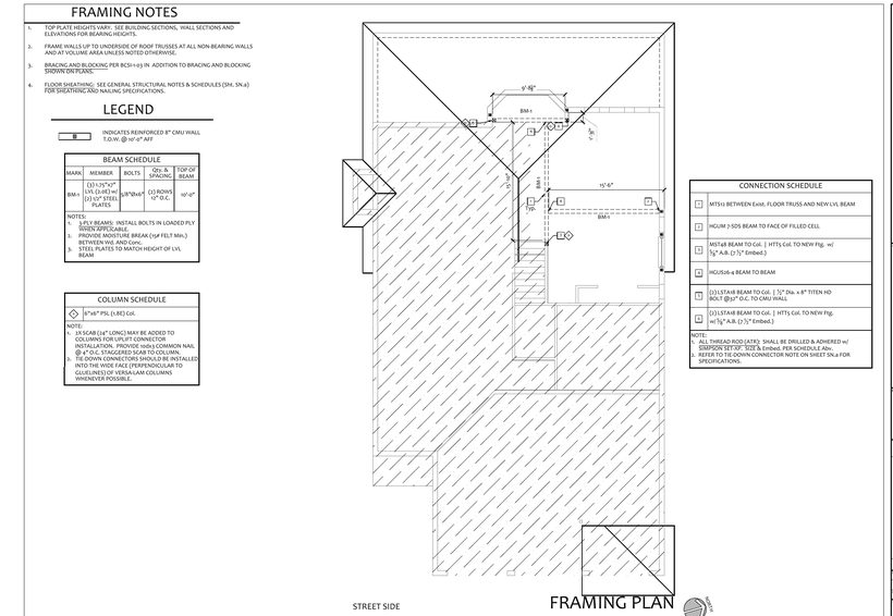 Framing plan drawing sheet